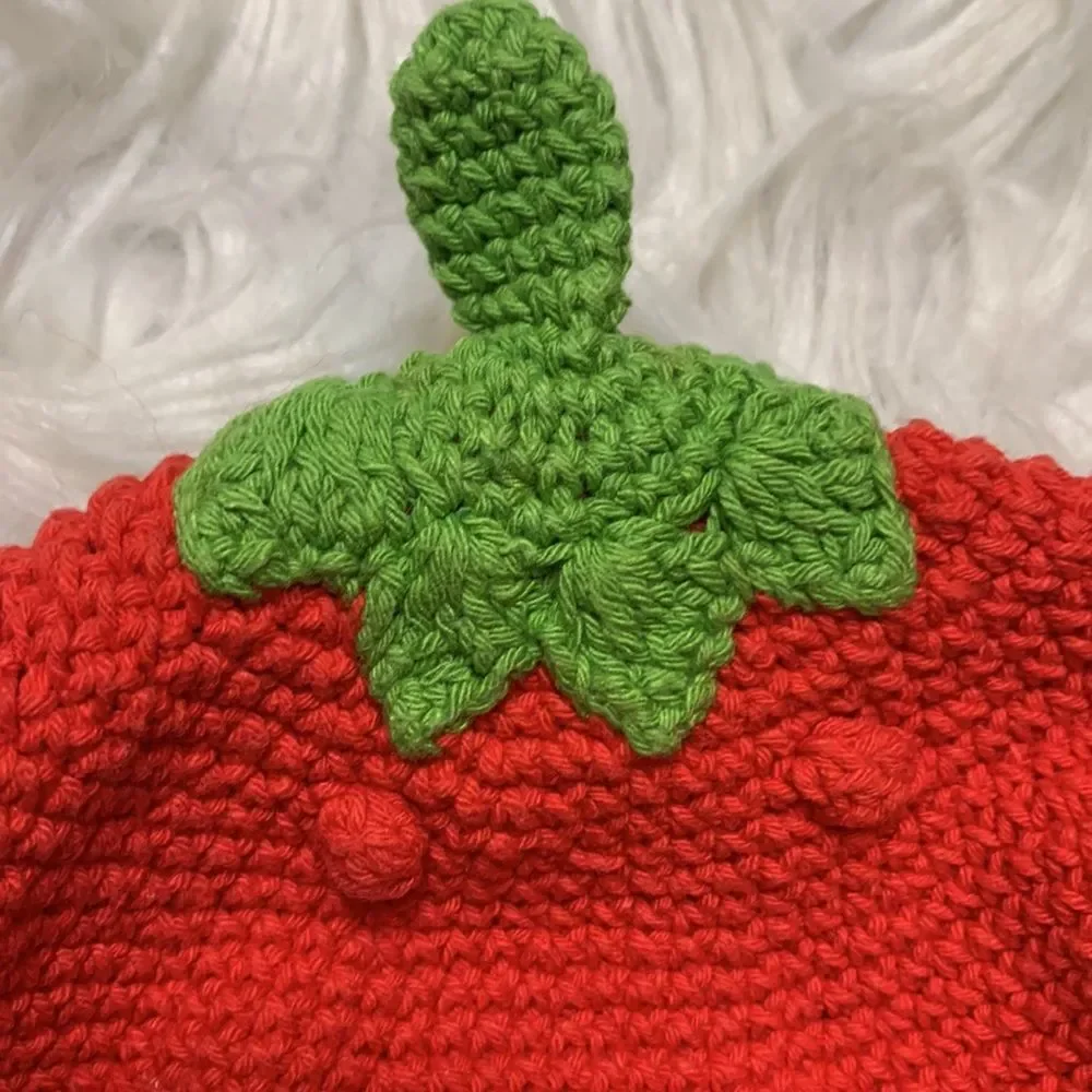 🟢3 for $20——-Beanie HAND MADE strawberry beanie cotton size medium